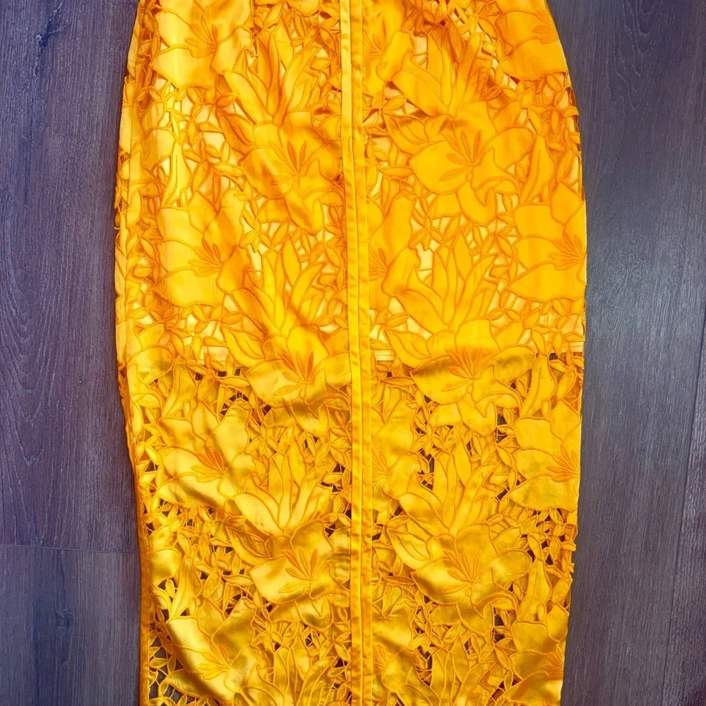 Ramy Brook ladies vibrant yellow bohemian midi skirt NWT MSRP $595 - Picture 4 of 9
